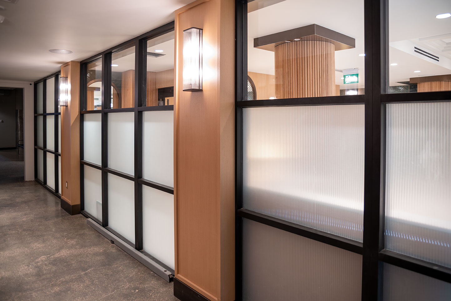 Lobby glass partitions