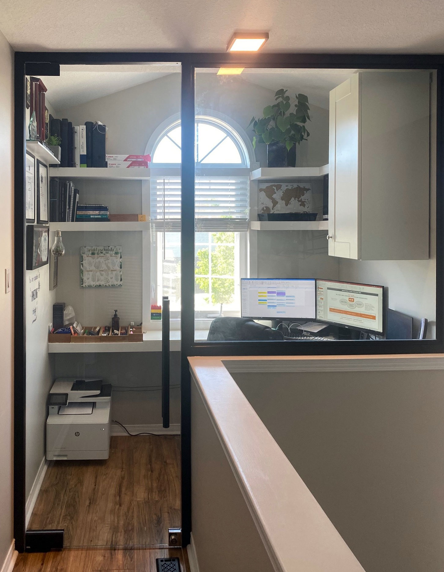 Glass wall office designed in home